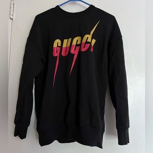 GUCCI Logo-Print Cotton-Jersey Sweatshirt in Black